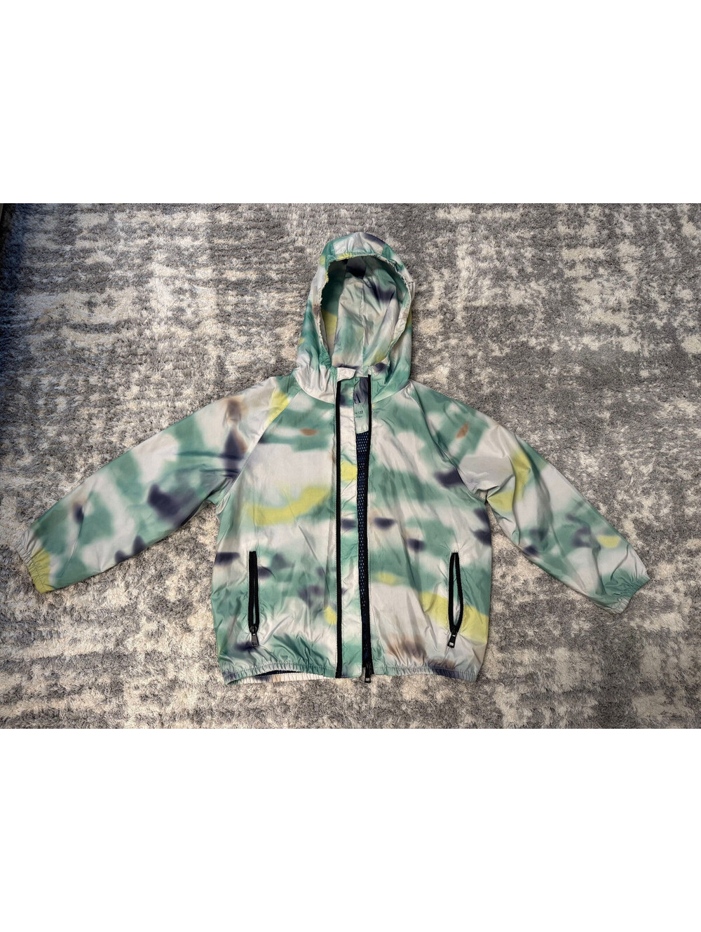ZARA Kids Windbreaker Jacket Size 7 122 Hooded Zip Lightweight Multi Color